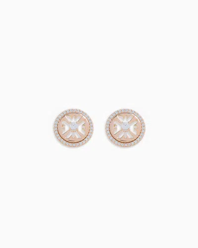 Emporio Armani Rose Gold-tone Sterling Silver Stud Earrings In Multicoloured