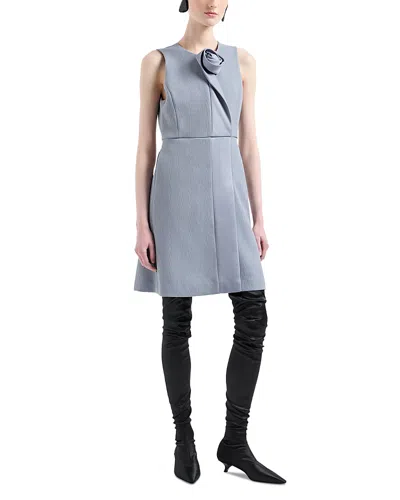 Emporio Armani Rosette Trim Dress In Moon Grey