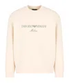 Emporio Armani Double-jersey Sweatshirt With Logo Embroidery In Sand
