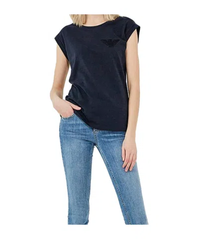 Emporio Armani Round Collar Logo T-shirt In Black