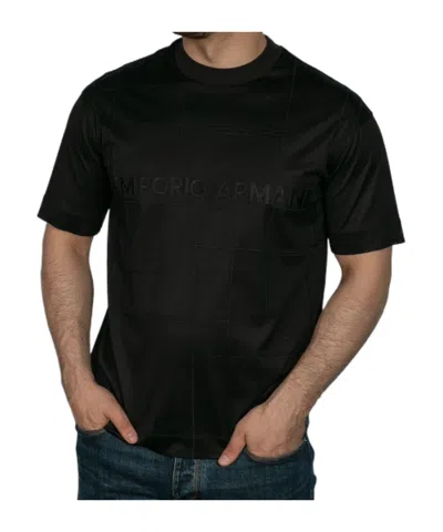 Emporio Armani Round Collar Logo T-shirt In Black