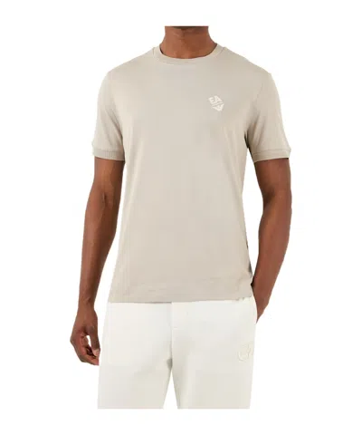 Emporio Armani Round Collar Logo T-shirt In Nude