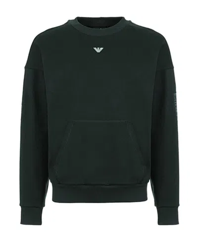 Emporio Armani Round Collar Long Sleeve Sweater In Black