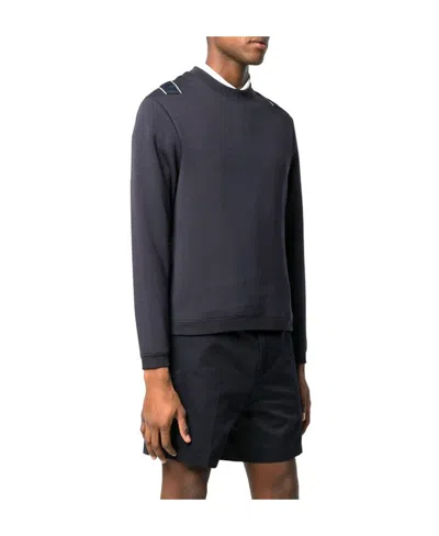 Emporio Armani Round Collar Long Sleeve Sweater In Black