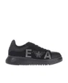 Emporio Armani Round Head Lace-up Sneakers In Black