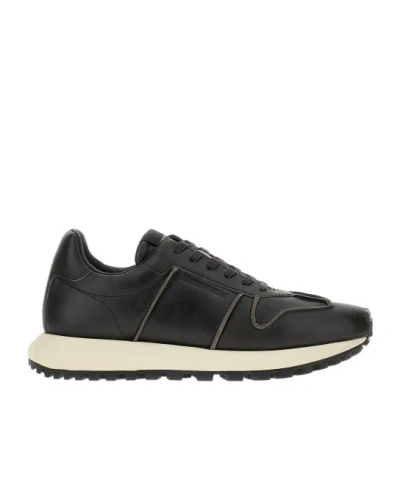 Emporio Armani Round-head Sneakers In Black
