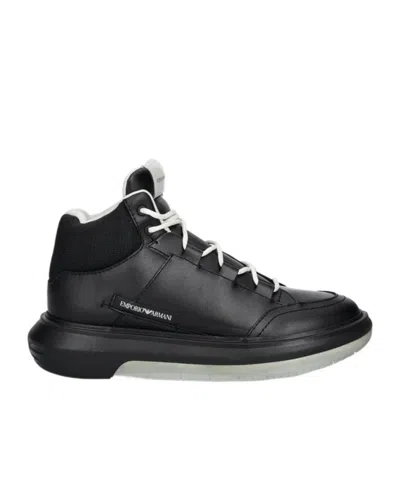 Emporio Armani Round-head Sneakers In Black