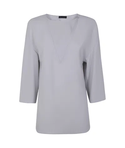 Emporio Armani Round-neck Blouse In Beige