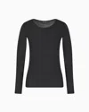 Emporio Armani Round-neck Jumper Made Of Lightweight Jersey In A Wool And Silk Blend In Black