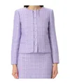Emporio Armani Round Neck Long Sleeve Casual Jacket In Purple