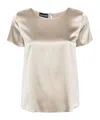 Emporio Armani Round-neck Satin Blouse In Nude