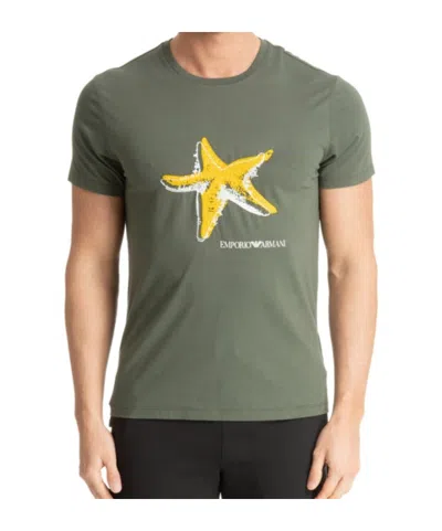 Emporio Armani Round Neck Short Sleeve T-shirt In Green