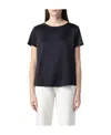 Emporio Armani Silk Blend Top With Short Sleeves In Black