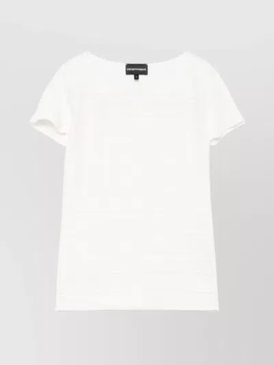Emporio Armani Round Neck Striped Pattern In White