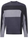 Emporio Armani Block-panel Wool Sweater In Blue