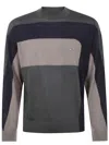 Emporio Armani Round Neck Tricolor Sweater In Multi