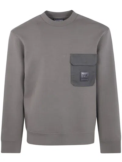 Emporio Armani Round Neck With Pocket Sweatshirt Clothing In Gray
