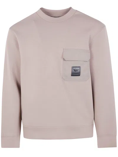 Emporio Armani Round Neck With Pocket Sweatshirt In Pink