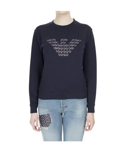 Emporio Armani Round-necked Logo Sweater In Black