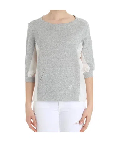 Emporio Armani Round-necked Logo Sweater In Gray