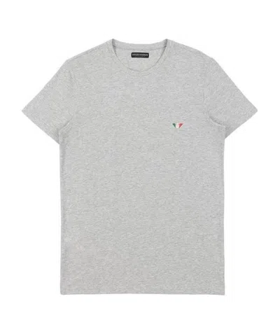 Emporio Armani Round-necked Logo T-shirt In Gray