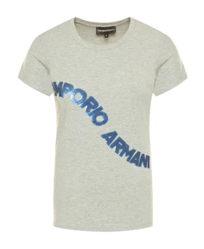 Emporio Armani Round-necked Logo T-shirt In Green