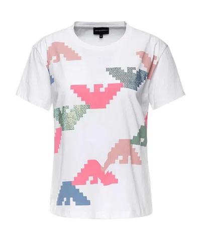 Emporio Armani Round-necked Logo T-shirt In White