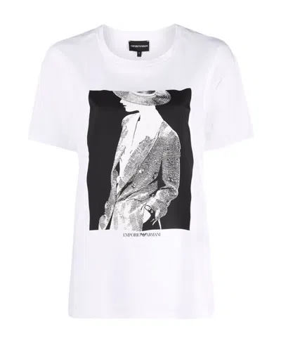 Emporio Armani Round-necked Logo T-shirt In White