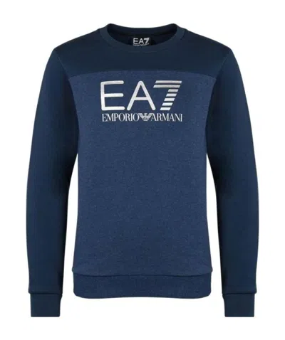 Emporio Armani Round-necked Sweater In Blue