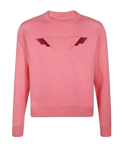 Emporio Armani Round-necked Sweater In Pink