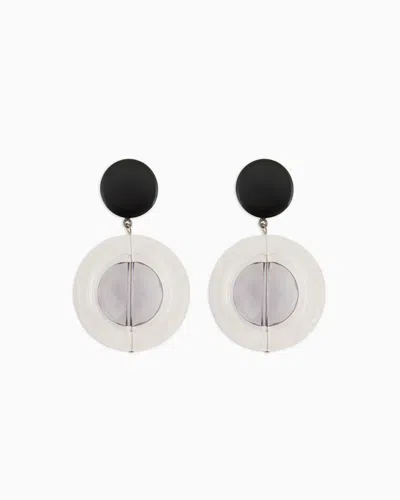 Emporio Armani Round, Oversize Pendant Earrings In Metallic