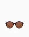 Emporio Armani Round Sunglasses In Brown