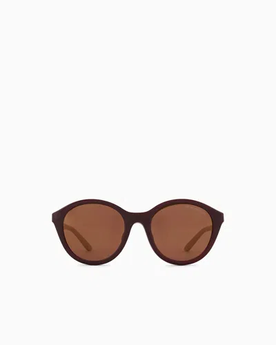 Emporio Armani Round Sunglasses In Red