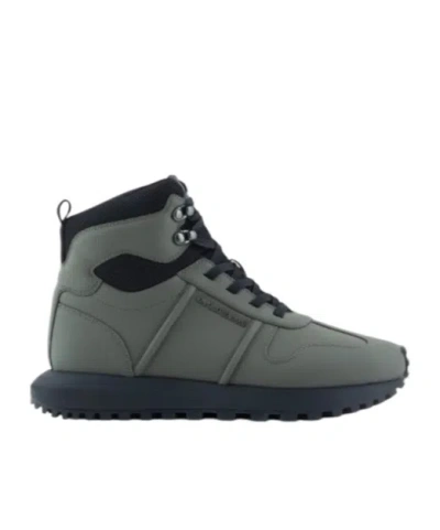 Emporio Armani Round-toe High-top Sneakers In Black
