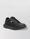 Emporio Armani Round Toe Padded Collar Rubber Sole Sneakers In Black