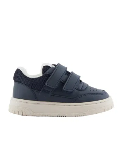 Emporio Armani Round Toe Sneakers In Blue
