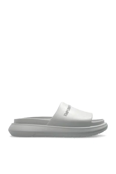 Emporio Armani Rubber Flip-flops With Logo In Elephant