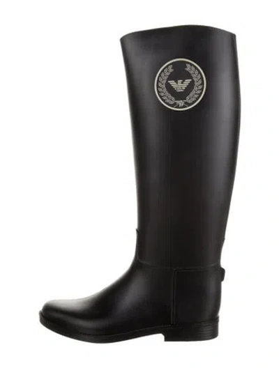 Pre-owned Emporio Armani Rubber Rain Boots In Black