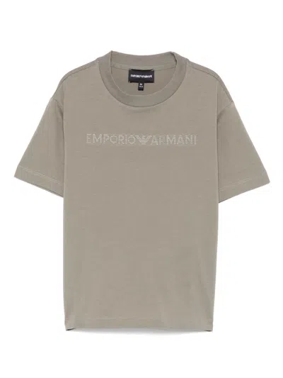 Emporio Armani Kids' Rubberised Logo-print T-shirt In Green