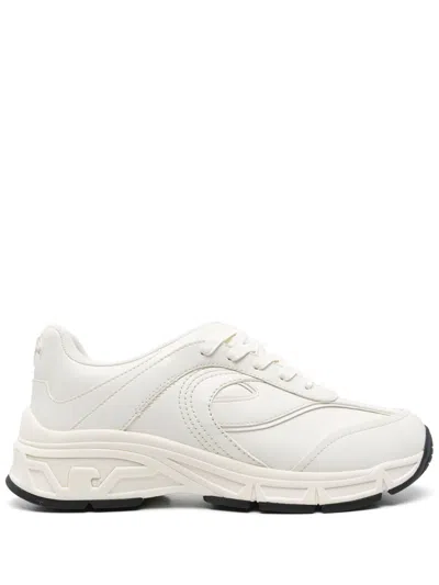 Emporio Armani Rubberised-logo Sneakers In White