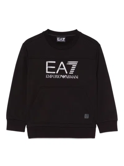 Emporio Armani Kids' Rubberised-logo Sweatshirt In Black