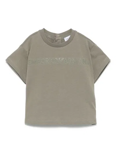 Emporio Armani Babies' Rubberised-logo T-shirt In 绿色