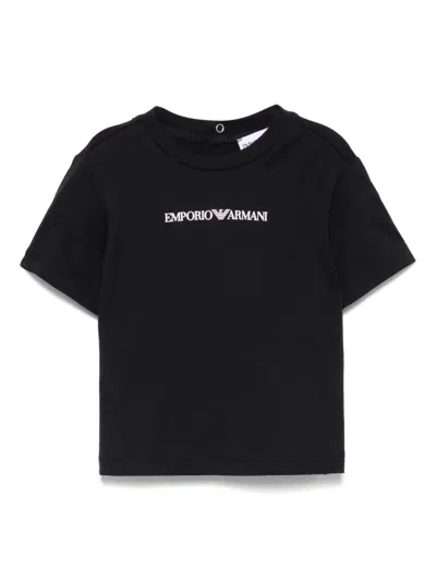 Emporio Armani Babies' Rubberised-logo T-shirt In Black