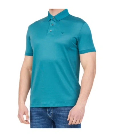 Emporio Armani Rubberised-logo T-shirt In Blue