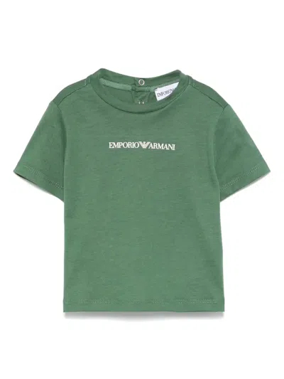 Emporio Armani Babies' Rubberised-logo T-shirt In Green
