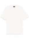 Emporio Armani White Logo Embroidery T-shirt In Neutrals