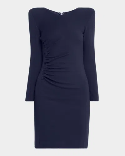 Emporio Armani Ruched-hip Milan Jersey Mini Dress In Blue Navy