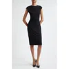 Emporio Armani Ruched Sheath Dress In Solid Black