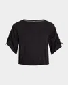 Emporio Armani Ruched-sleeve Blouse In Black