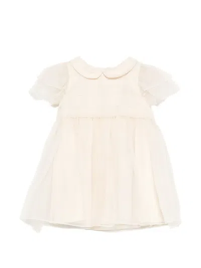 Emporio Armani Babies' Ruffled Collared Dress In Neutral